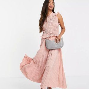 NWT ASOS Midi Blush Pink Size 6 US M Dress High Neck Backless